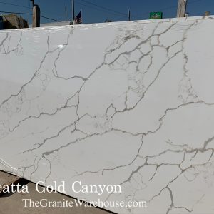 Calacatta Gold Canyon Quartz Countertops Slab (Installed)