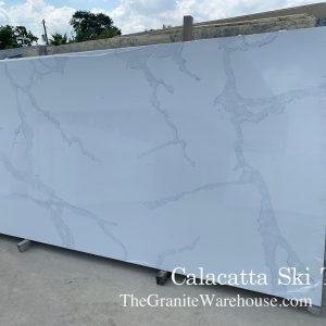 Calacatta Ski Trail Quartz Countertops Slab (Installed)