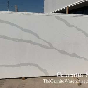 Calacatta Slope Quartz Countertops Slab (Installed)